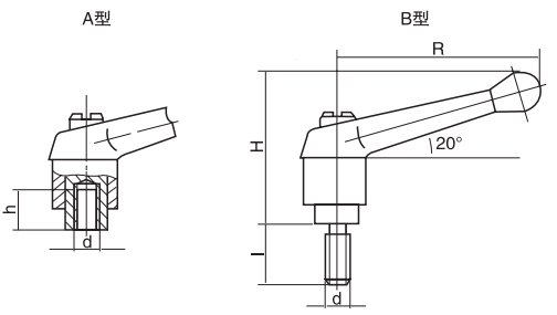 可調(diào)位緊定手柄HY8310.12-1結(jié)構(gòu)圖