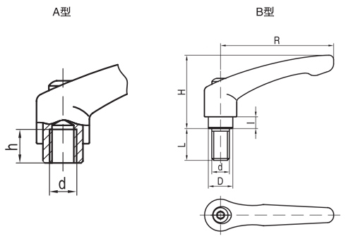 可調位緊定手柄HY8310.12-6結構圖