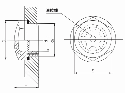 旋入式六角圓形油標HY8316.2結(jié)構(gòu)圖